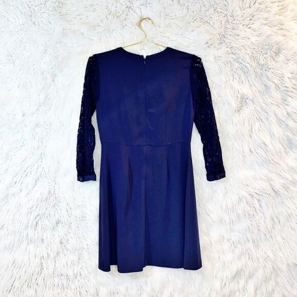 Loft navy lace sleeve fit and flare dress - Picture 7 of 7